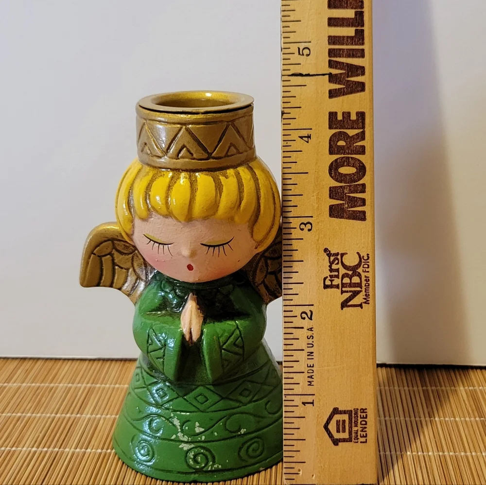 Vintage Wolin Japan Christmas Angel 🎄 Candlestick Holder Figurine 60s-70s - Picture 2 of 7